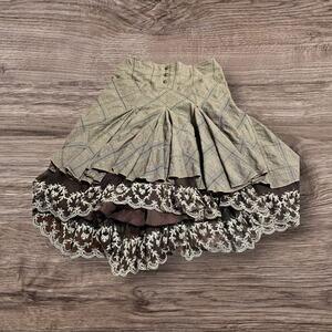 In Love by Carling Paris Plaid Lace Bottom Skirt Brown Size T2 Medium NWT